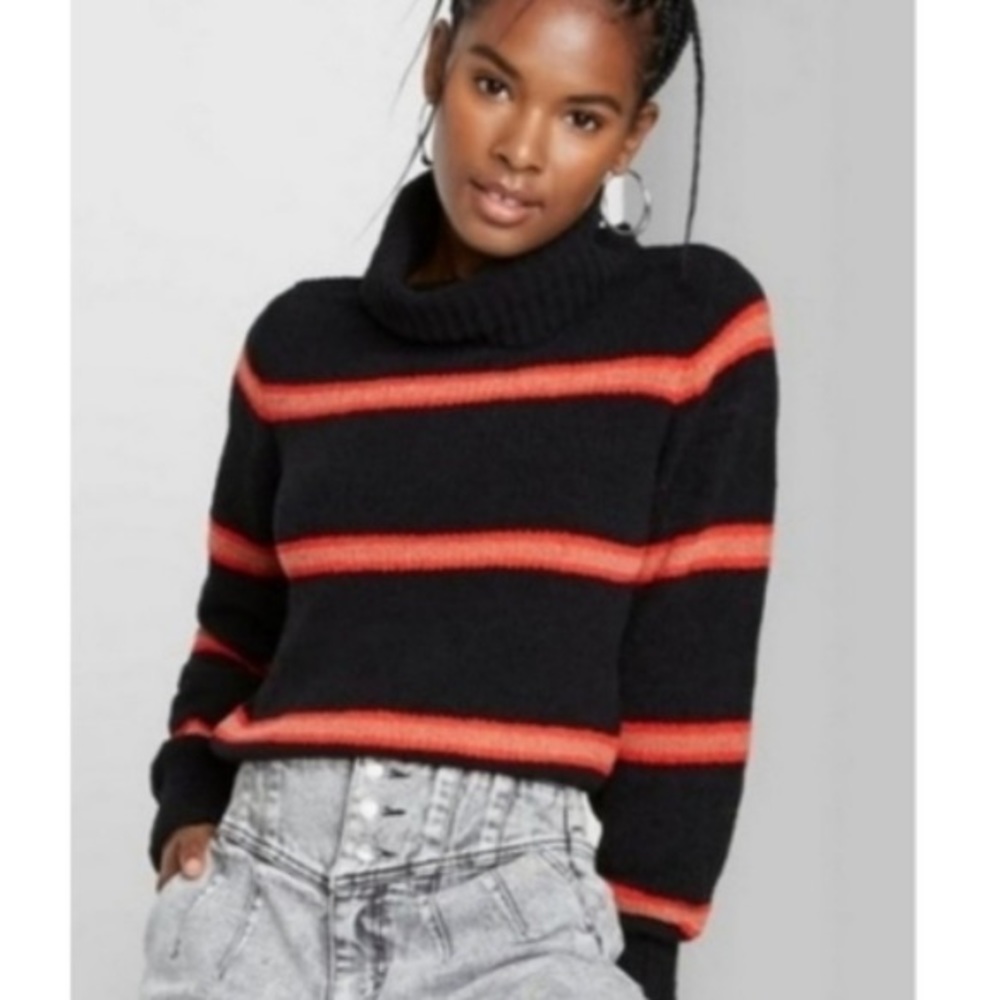 Wild Fable Cropped Turtleneck Sweater Sz Small Chenille